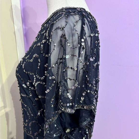 Adriana Papell Black Sequined Midi Gown - Picture 4 of 7